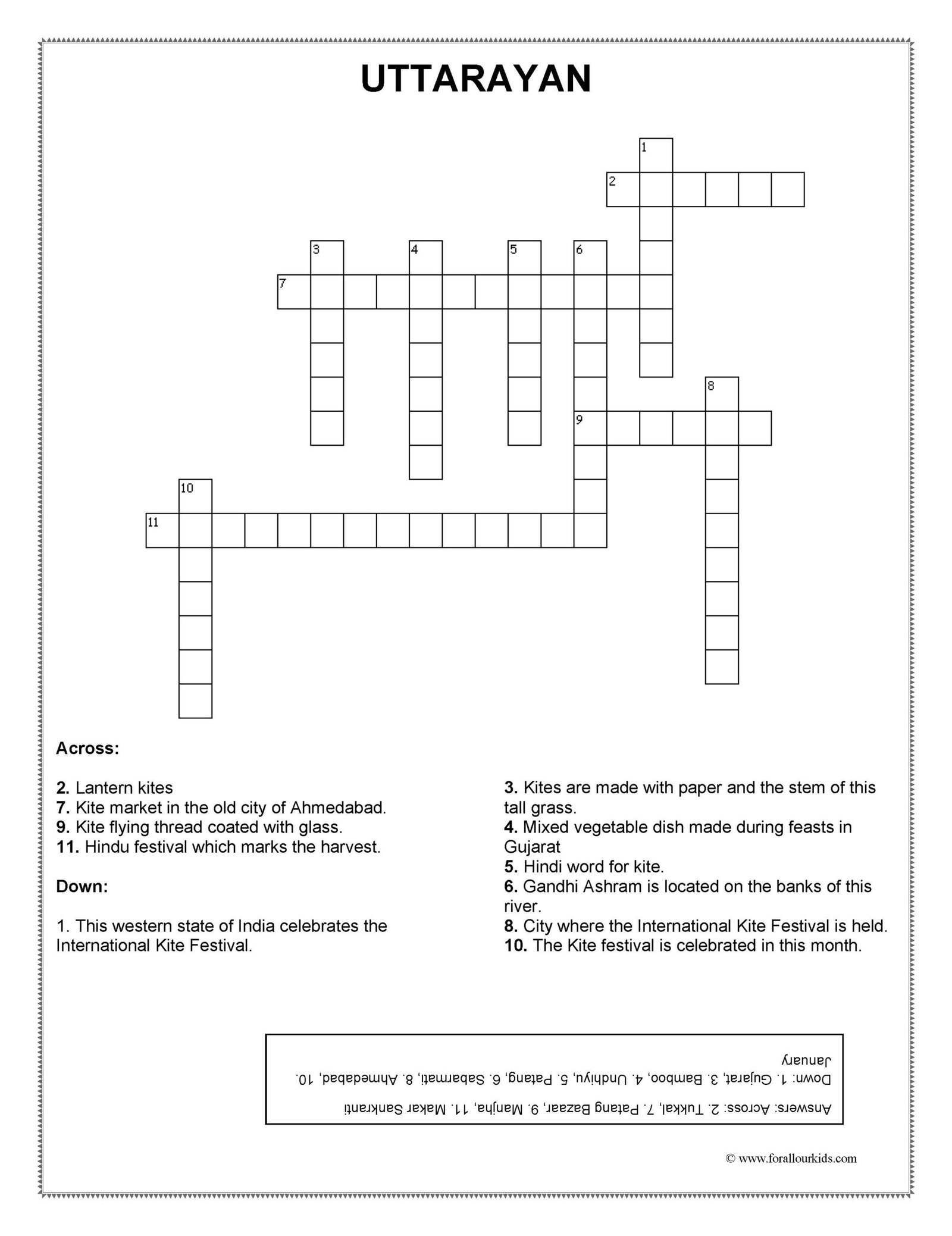 Crossword Puzzles: Festivals of India 3 For All our Kids