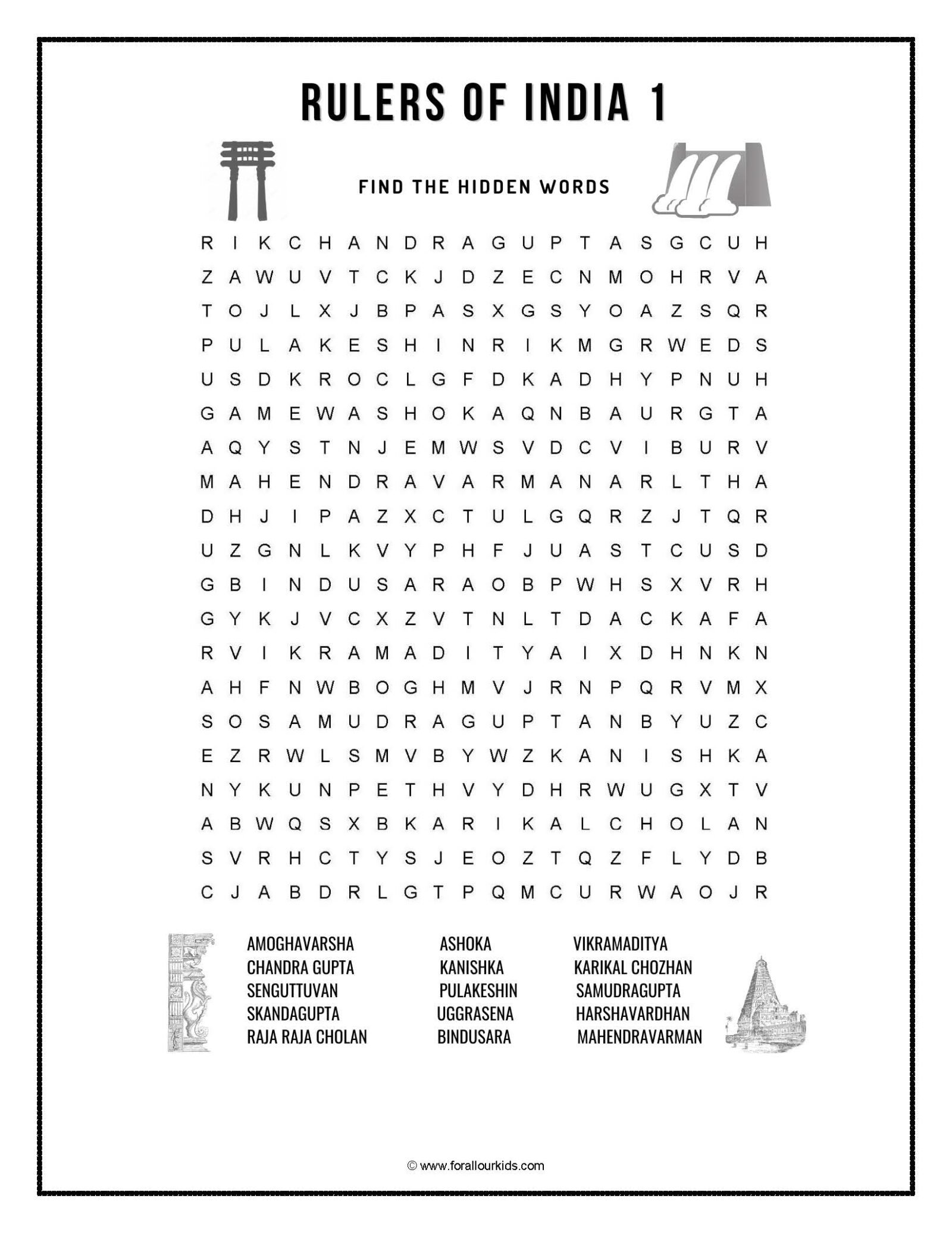 Word Search All About India 4 For All our Kids